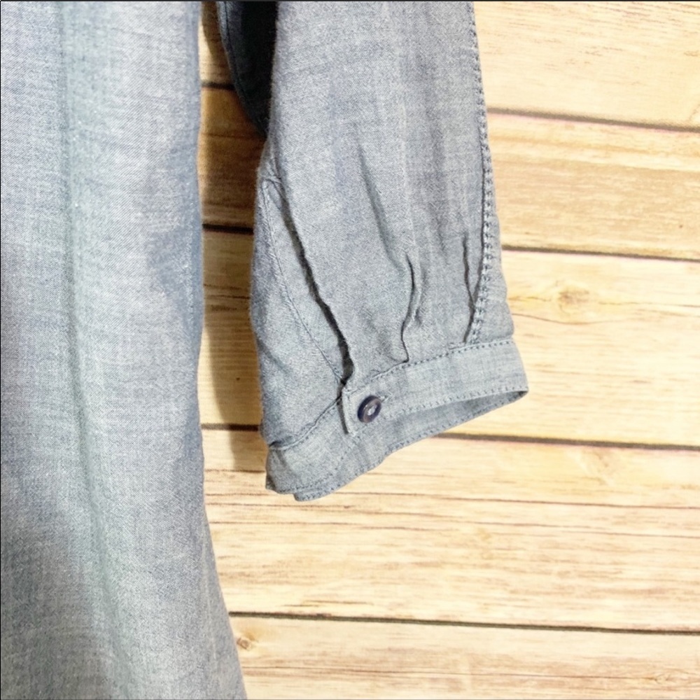 LC Lauren Conrad 3/4 Sleeve Loose Chambray Blue Peasant Top - Picture 5 of 8
